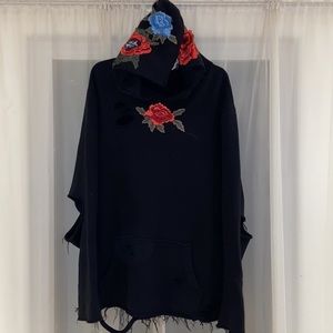 1/1 custom made w patches hand distressed hoodie designed by 𝔰𝔞𝔦𝔫𝔱 𝔯𝔬𝔰𝔢